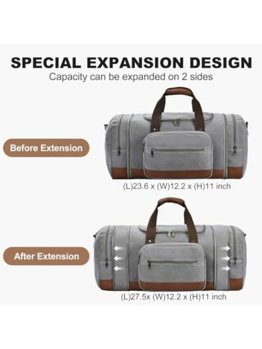 Spacious 60L Canvas Duffle Bag for Travel, Gym, Weekend Getaways, Overnight Use